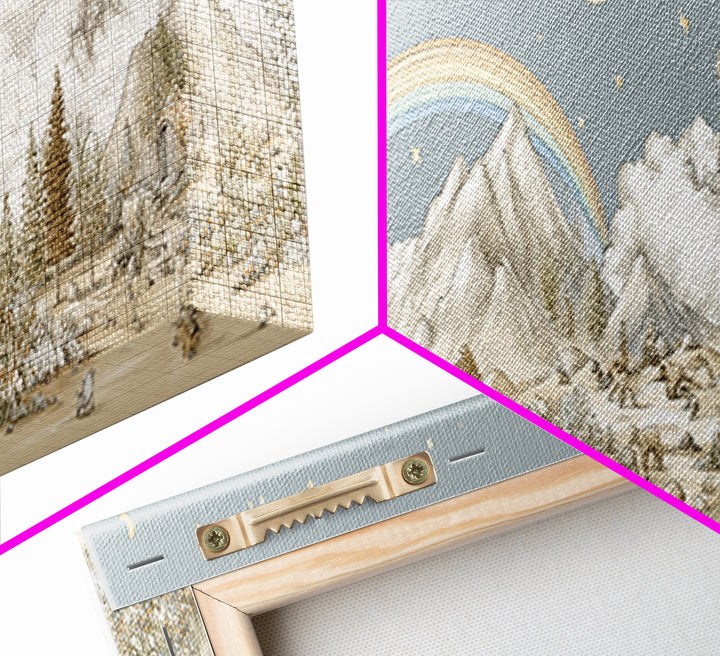 Calm Mountain Nursery Landscape Framed Canvas Print, Nursery Decor, Luxury Decor, Fine Art, Nursery, Nursery Wall Art, NDE-3x1-64