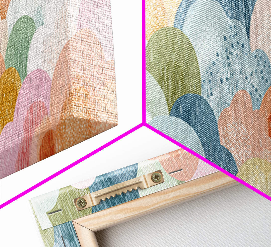 Cloud Rainbow and Raindrop Composition Framed Canvas Print, Nursery Decor, Canvas, Fine Art, Nursery, Playroom Decor, NDE-3x1-84