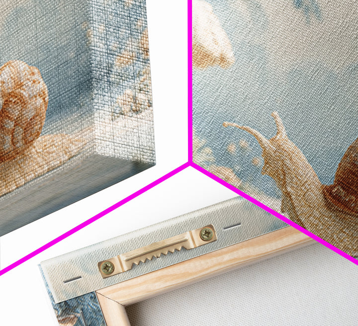 Garden Snail with Mushroom House Canvas Print, Nursery Decor, Nursery Name Sign, Fine Art, Nursery, Luxury Decor, Room Decor, NDE-3x2-3