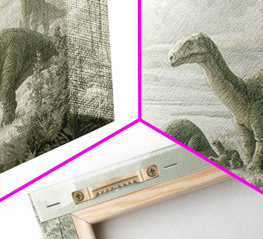Gentle Dinosaur Family Framed Canvas Print, Nursery Decor, Room Decor, Fine Art, Nursery, Framed Wall Art, Bedroom Decor, NDE-3x2-35