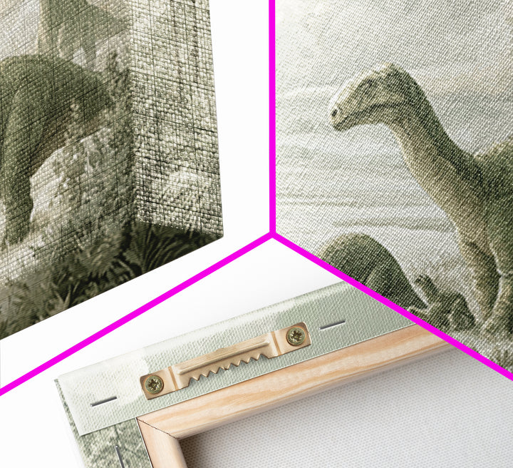 Gentle Dinosaur Family Framed Canvas Print, Nursery Decor, Room Decor, Fine Art, Nursery, Framed Wall Art, Bedroom Decor, NDE-3x2-35