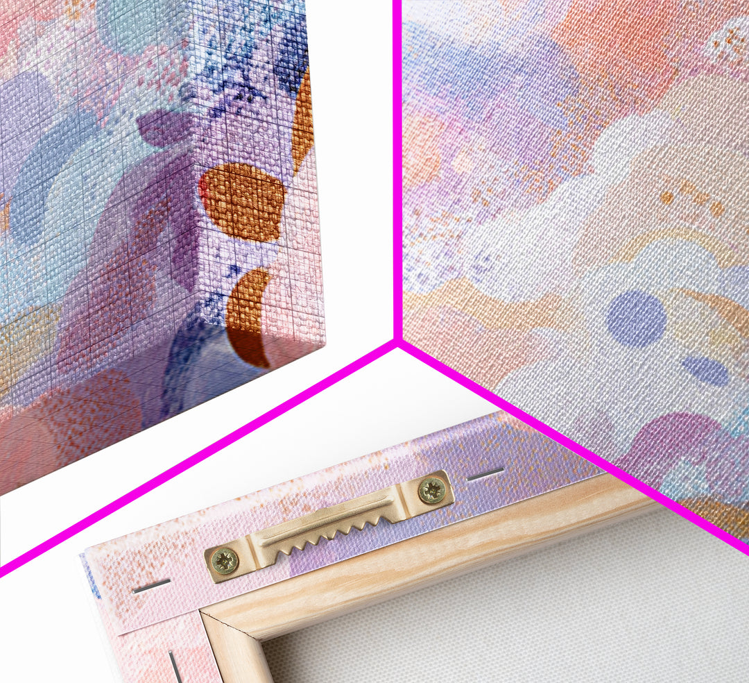 Pastel Rainbow with Soft Cloud Shapes Framed Canvas Print, Nursery Decor, Room Decor, Abstract Art, Nursery, Framed Wall Art, NDE-3x2-77