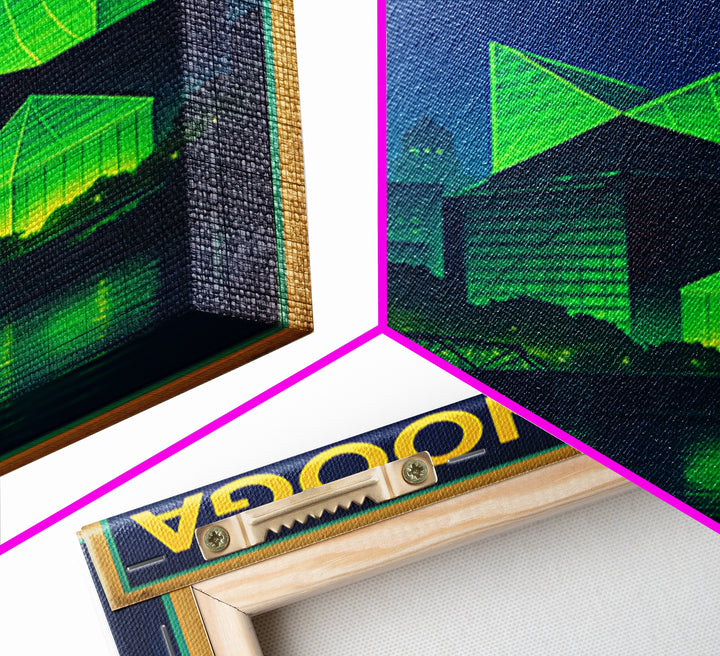 Chattanooga Travel Poster, Framed Canvas Print, Retro Neon Travel Art, Chattanooga City Art, Travel Wall Art, City Illustration