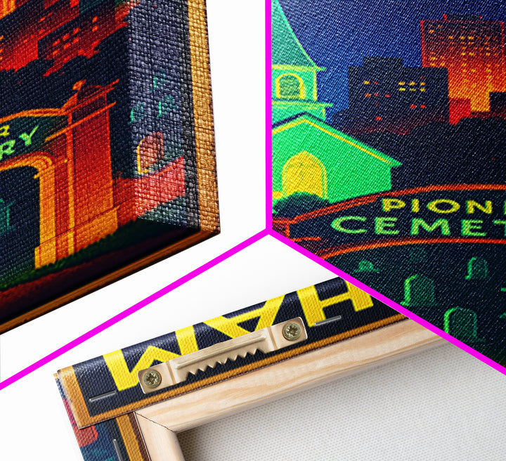 Gresham Travel Poster, Framed Canvas Print, Electric Night Poster Art, Gresham Poster Print, Vintage City Art, City Art Print, Design 2