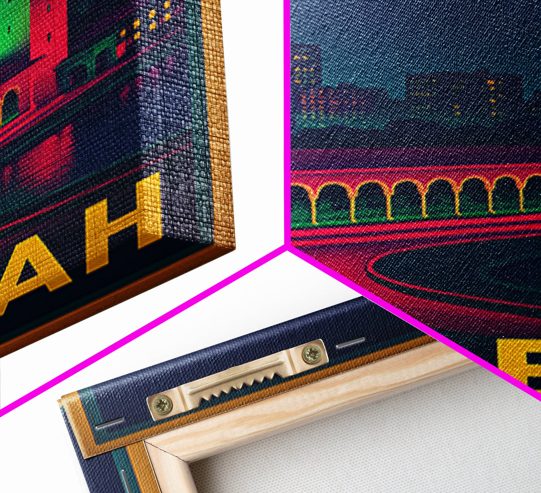 Hialeah Florida Travel Poster, Canvas Print, Cyberpunk Style City Art, Hialeah Travel Art, Wanderlust Decor, Fine Art Print, Wall Art