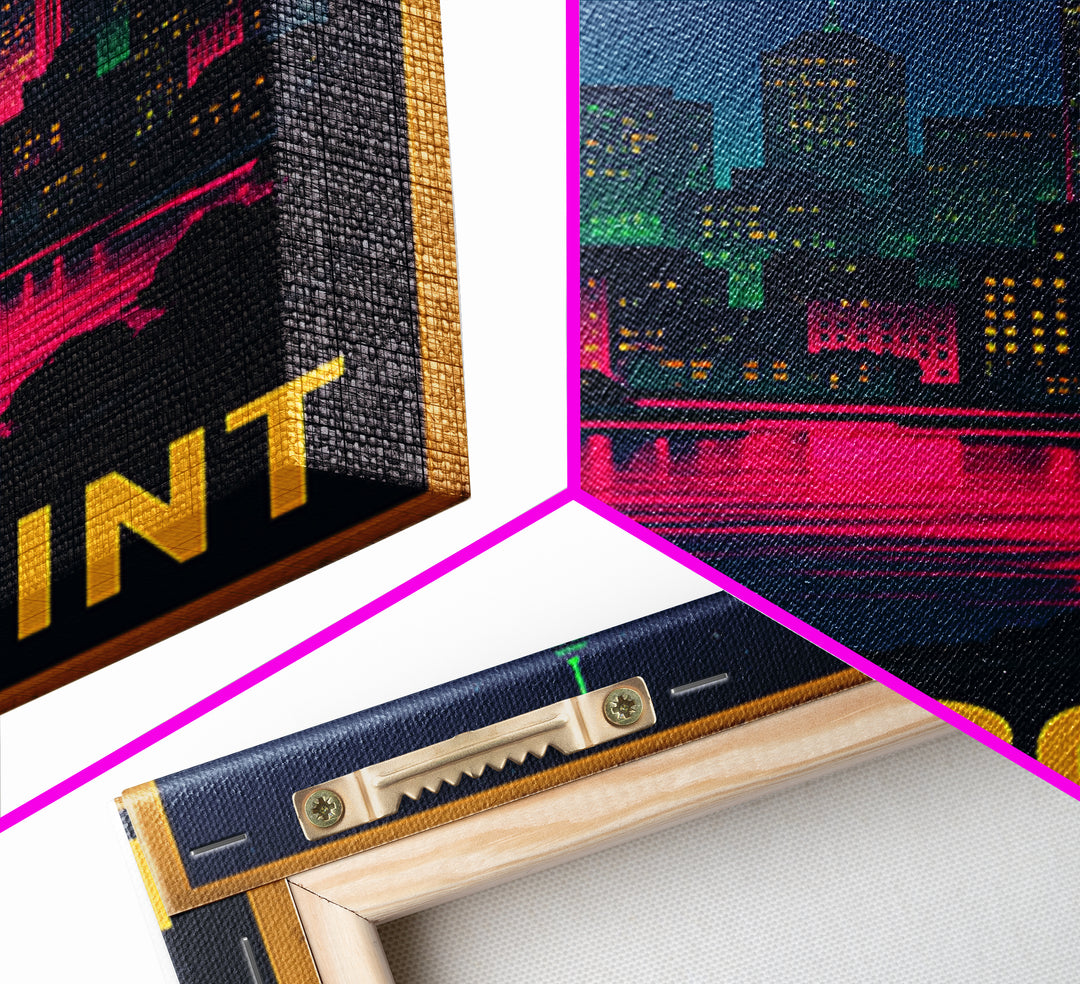 High Point North Carolina Travel Poster, Canvas Print, Cyberpunk Style City Art, High Point City Art, Travel Art, Travel Art Print