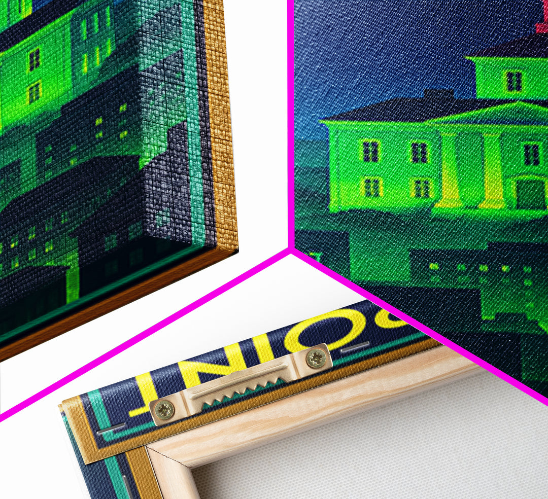High Point Travel Poster, Framed Canvas Print, Cyberpunk Style City Art, High Point City Art, Vintage City Poster, Vintage Travel Art