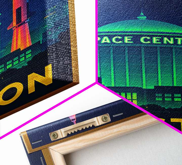 Houston Texas Travel Poster, Canvas Print, Electric Night Poster Art, Houston City Art, Fine Art Print, Travel Wall Art, Home Office Decor