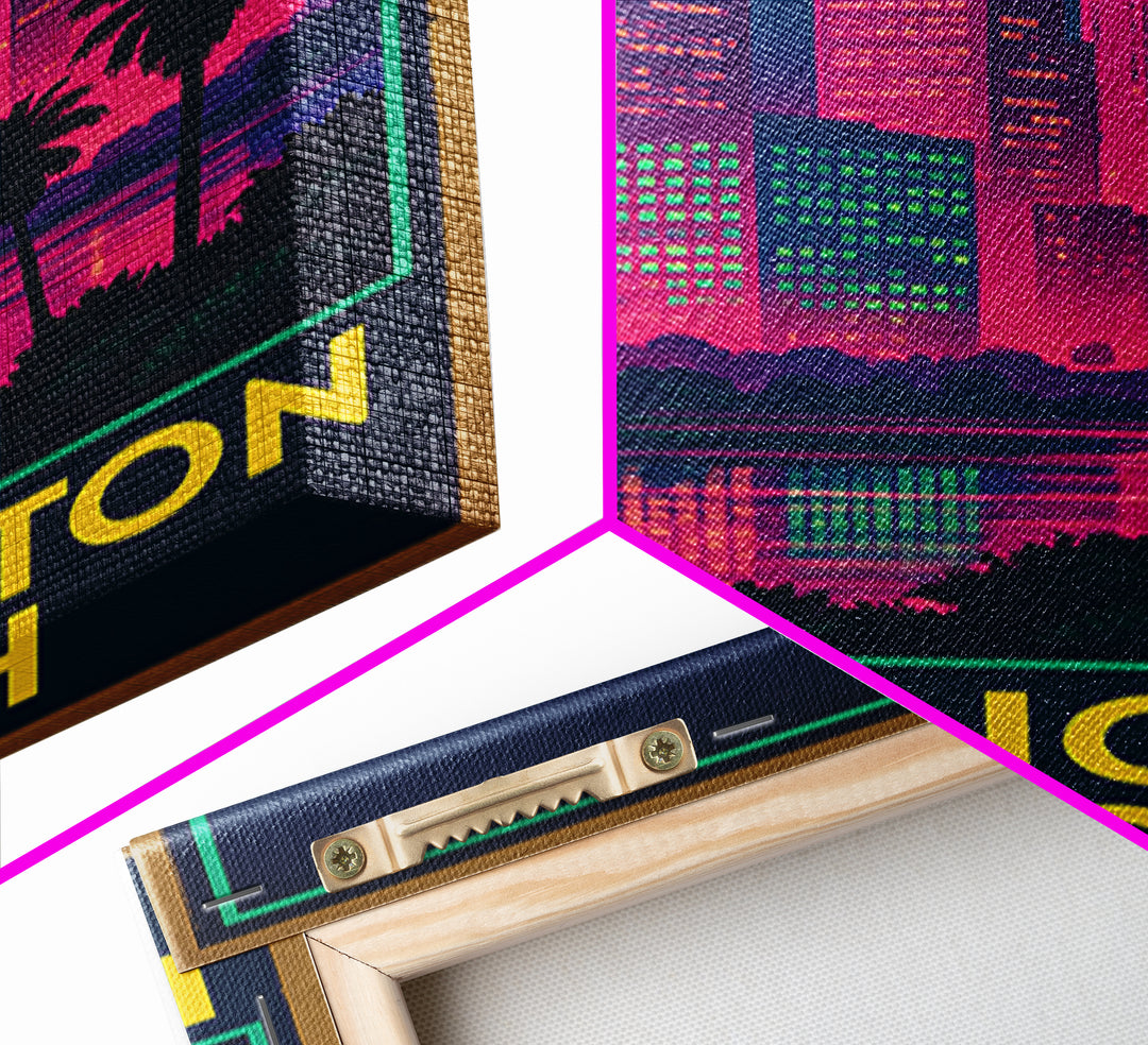 Huntington Beach California Travel Poster, Canvas Print, Electric Night Poster Art, Huntington Beach Travel Art, Office Decor