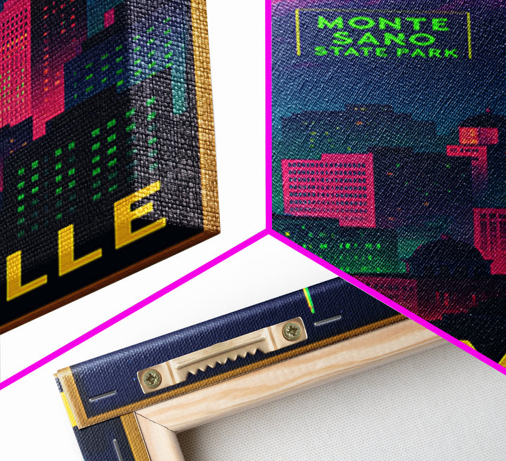 Huntsville Alabama Travel Poster, Framed Canvas Print, Cyberpunk Style City Art, Huntsville Poster Print, Travel Art Print, City Art Print
