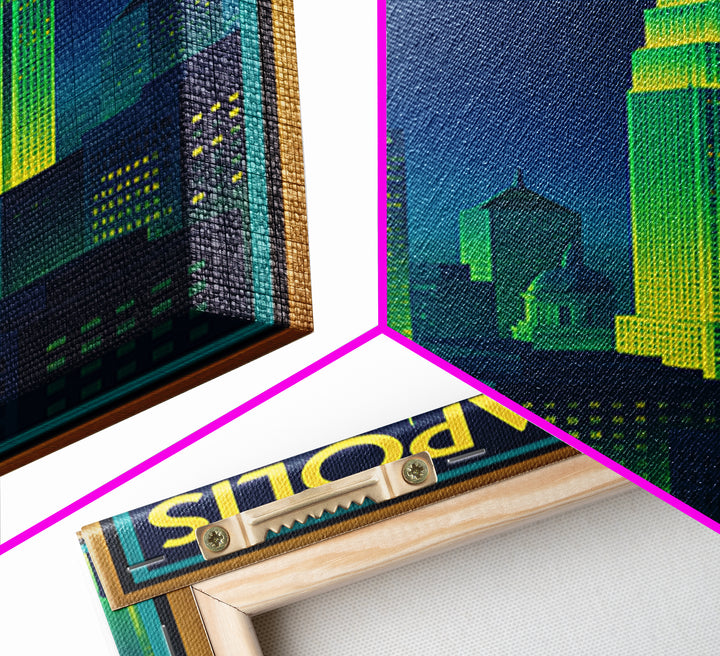 Indianapolis Travel Poster, Canvas Print, Cyberpunk Style City Art, Indianapolis City Art, Wanderlust Decor, Home Office Decor