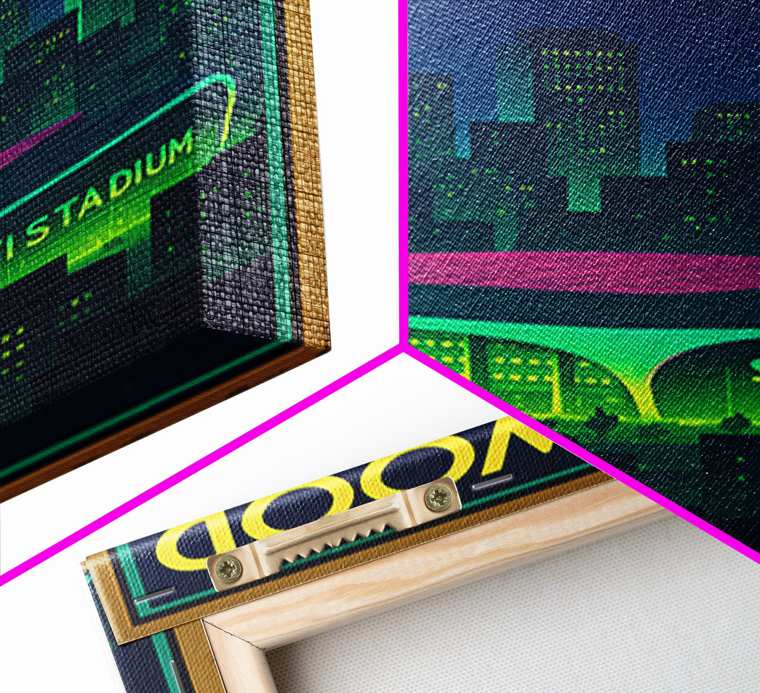 Inglewood Travel Poster, Framed Canvas Print, Cyberpunk Style City Art, Inglewood Travel Art, Vintage City Poster, Vintage Travel Art