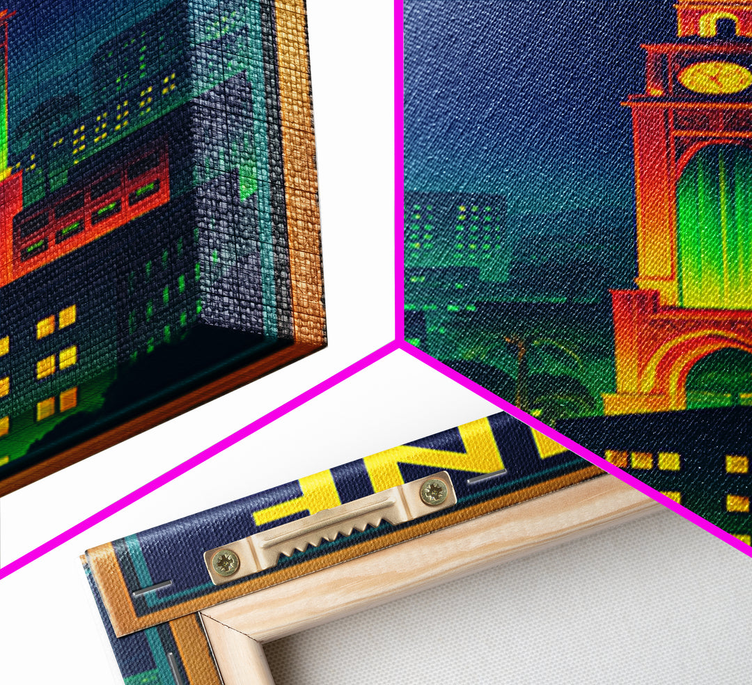 Irvine Travel Poster, Canvas Print, Retro Neon Travel Art, Irvine Art Print, Mid Century Wall Art, Vintage City Poster, Living Room Wall Art