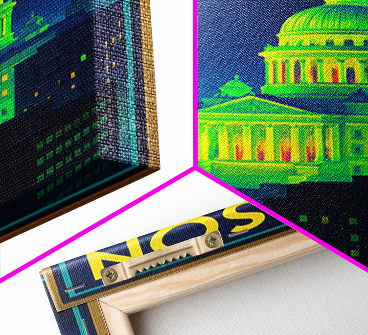 Jackson Travel Poster, Canvas Print, Retro Neon Travel Art, Jackson Wall Art, City Travel Prints, Vintage Travel Print, City Illustration