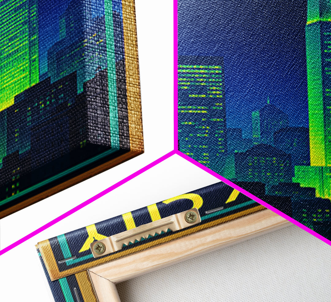 Jersey City Travel Poster, Canvas Print, Electric Night Poster Art, Jersey City Travel Art, Gift For Travelers, Travel Wall Art