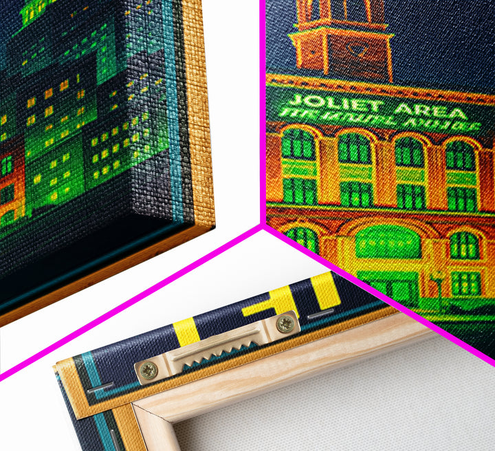 Joliet Travel Poster, Canvas Print, Electric Night Poster Art, Joliet Poster Print, Travel Wall Art, Vintage City Poster, Retro Travel Print