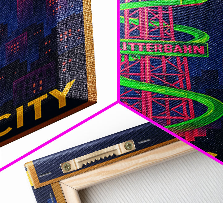 Kansas City Travel Poster, Canvas Print, Cyberpunk Style City Art, Kansas City Poster Print, Travel Wall Art, Living Room Wall Art