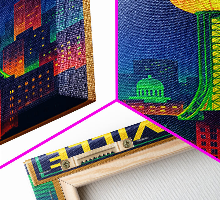 Knoxville Travel Poster, Framed Canvas Print, Retro Neon Travel Art, Knoxville Art Print, Retro Travel Print, Travel Wall Art, Design 2