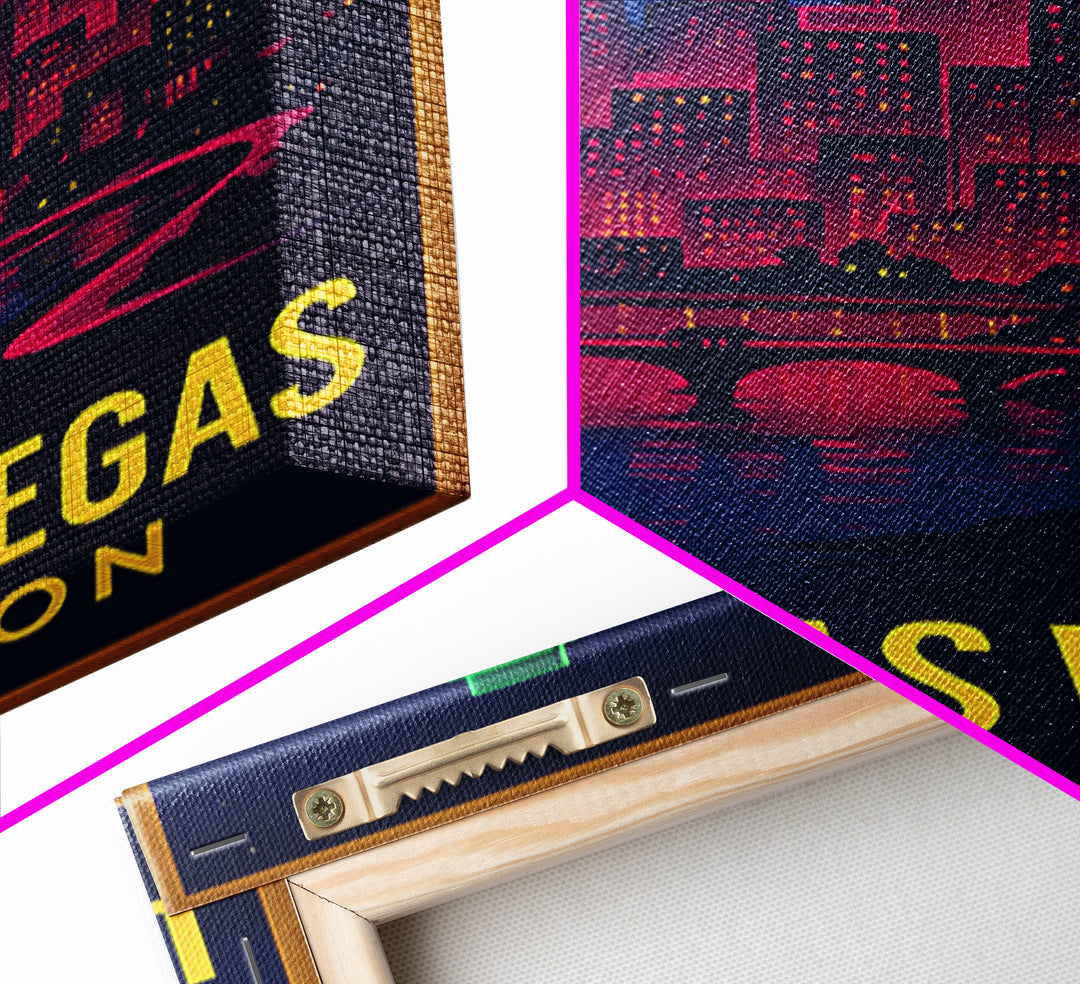 Lake Las Vegas Travel Poster, Framed Canvas Print, Neon Cityscape Wall Art, Lake Las Vegas Poster Print, Fine Art Print, Travel Wall Decor
