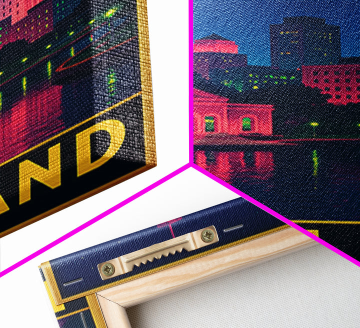 Lakeland Florida Travel Poster, Framed Canvas Print, Cyberpunk Style City Art, Lakeland Wall Art, Home Office Decor, Travel Poster Set