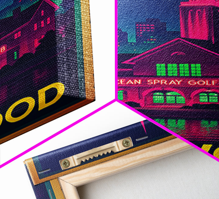 Lakewood Travel Poster, Framed Canvas Print, Cyberpunk Style City Art, Lakewood Travel Art, City Travel Prints, City Illustration