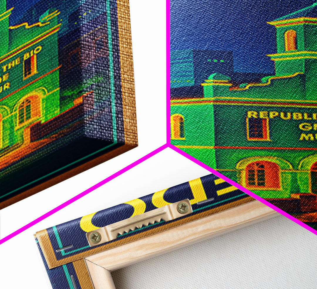 Laredo Travel Poster, Framed Canvas Print, Electric Night Poster Art, Laredo Poster Print, Modern Wall Decor, Retro Travel Print