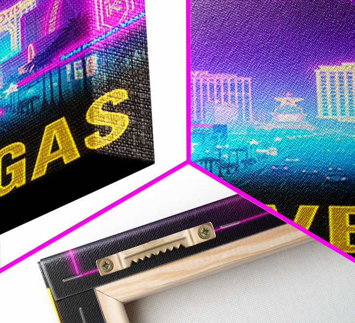 Las Vegas Travel Poster, Canvas Print, Retro Neon Travel Art, Las Vegas City Art, City Art Print, Travel Art Print, Modern Wall Decor