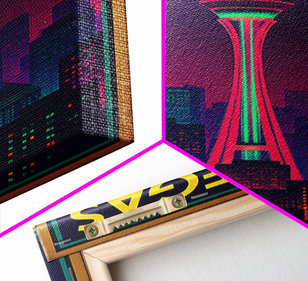 Las Vegas Travel Poster, Canvas Print, Retro Neon Travel Art, Las Vegas Wall Art, City Illustration, Eclectic Wall Decor, Home Office Decor