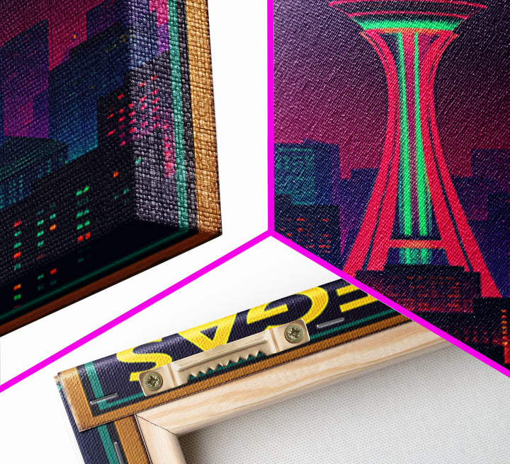 Las Vegas Travel Poster, Canvas Print, Retro Neon Travel Art, Las Vegas Wall Art, City Illustration, Eclectic Wall Decor, Home Office Decor