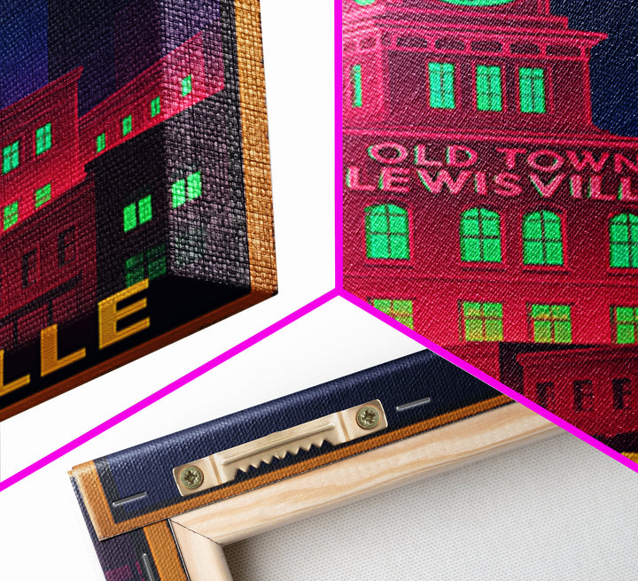 Lewisville Texas Travel Poster, Canvas Print, Cyberpunk Style City Art, Lewisville Travel Art, Modern Wall Decor, Eclectic Wall Decor