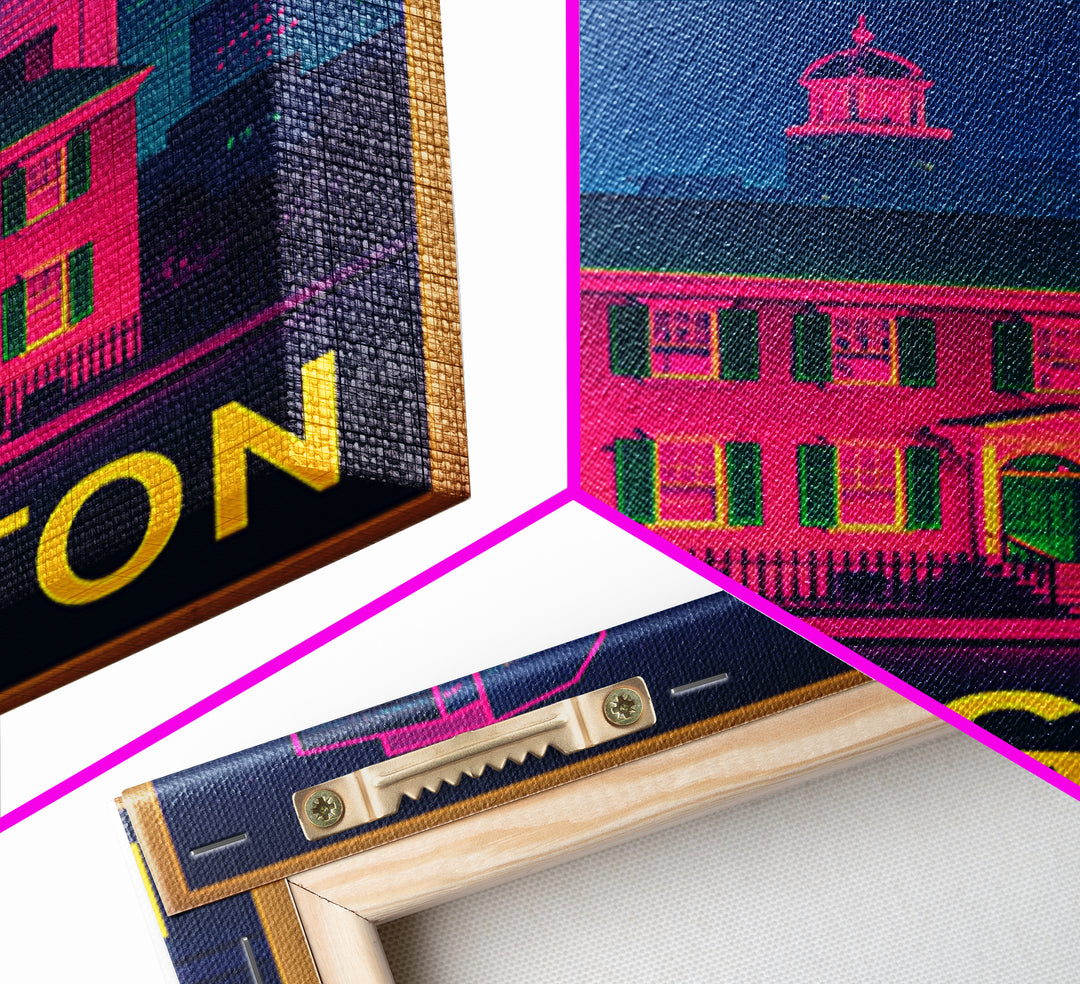 Lexington Kentucky Travel Poster, Framed Canvas Print, Electric Night Poster Art, Lexington Wall Art, Vintage City Art, Mid Century Wall Art