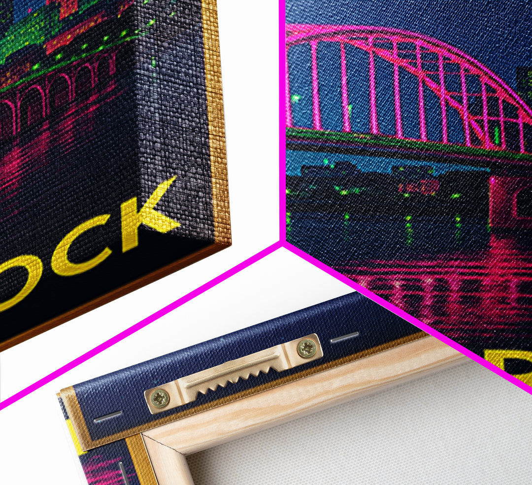 Little Rock Arkansas Travel Poster, Canvas Print, Neon Cityscape Wall Art, Little Rock Wall Art, Travel Prints, Vintage City Art, Poster Art