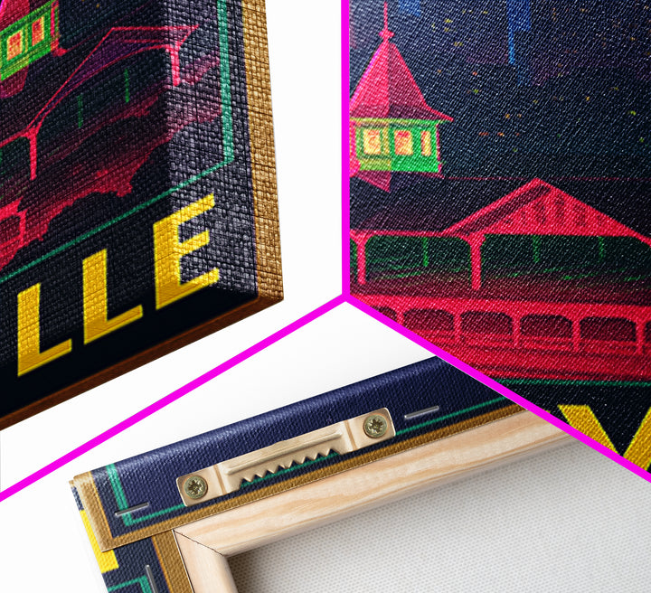 Louisville Kentucky Travel Poster, Canvas Print, Electric Night Poster Art, Louisville Travel Art, Vintage Travel Print, Travel Art Print