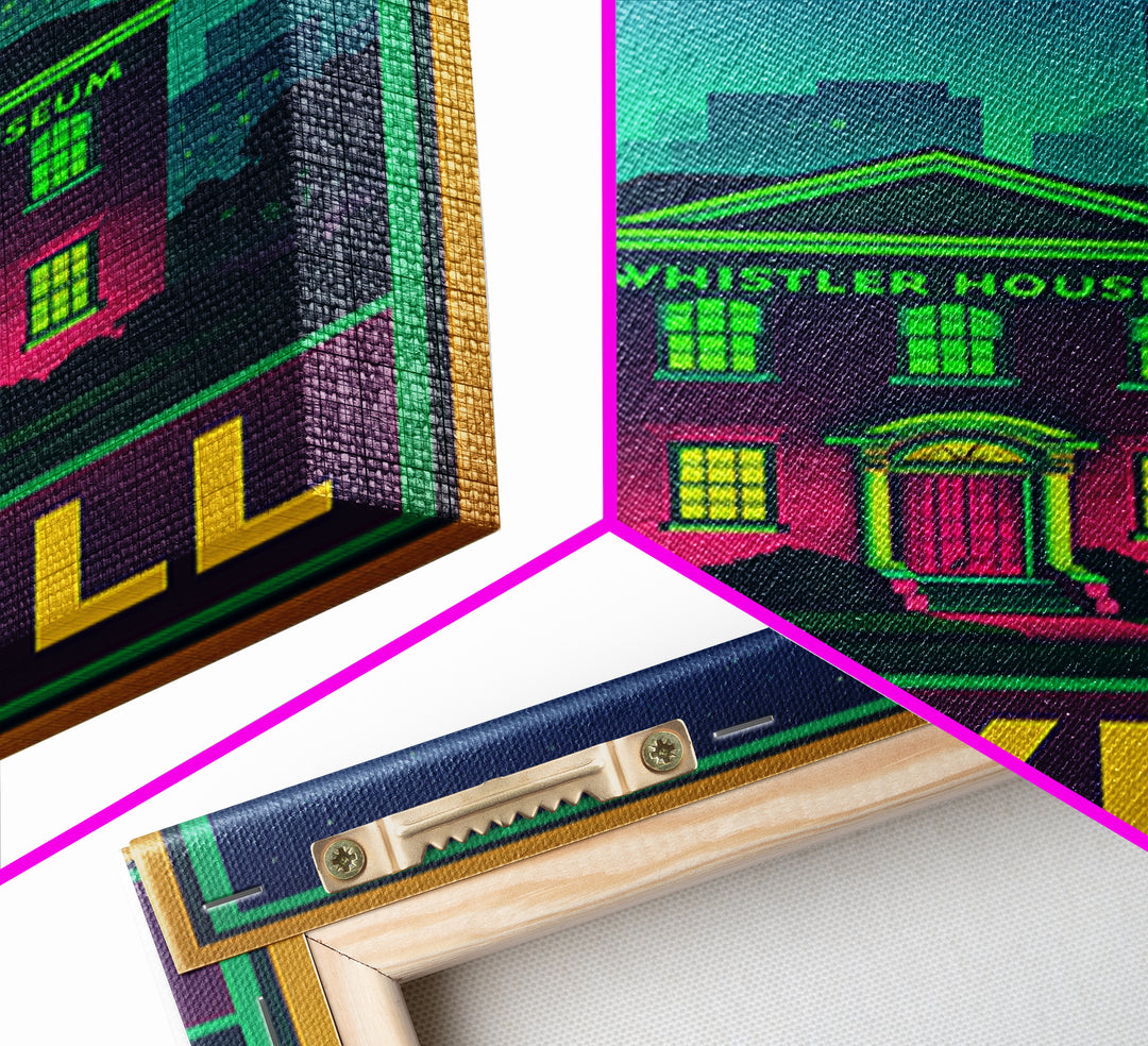 Lowell Travel Poster, Canvas Print, Retro Neon Travel Art, Lowell Travel Art, Travel Wall Decor, Travel Wall Art, Retro Travel Print