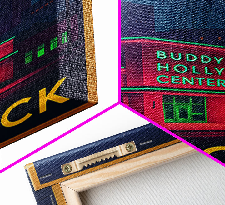 Lubbock Texas Travel Poster, Canvas Print, Neon Skyline Art Wall Art, Lubbock Poster Print, Vintage Travel Print, Mid Century Wall Art