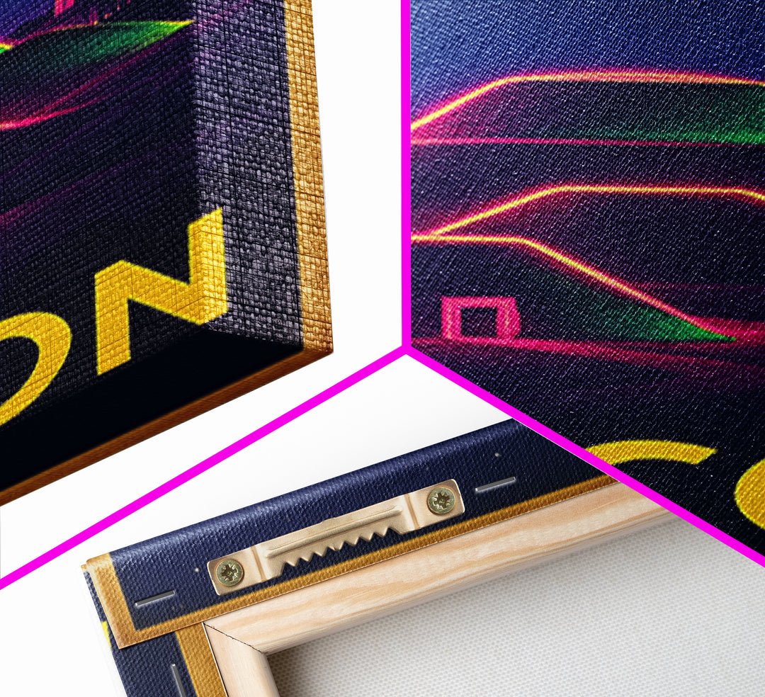 Macon Georgia Travel Poster, Canvas Print, Retro Neon Travel Art, Macon Art Print, Eclectic Wall Decor, Wanderlust Decor, Home Office Decor