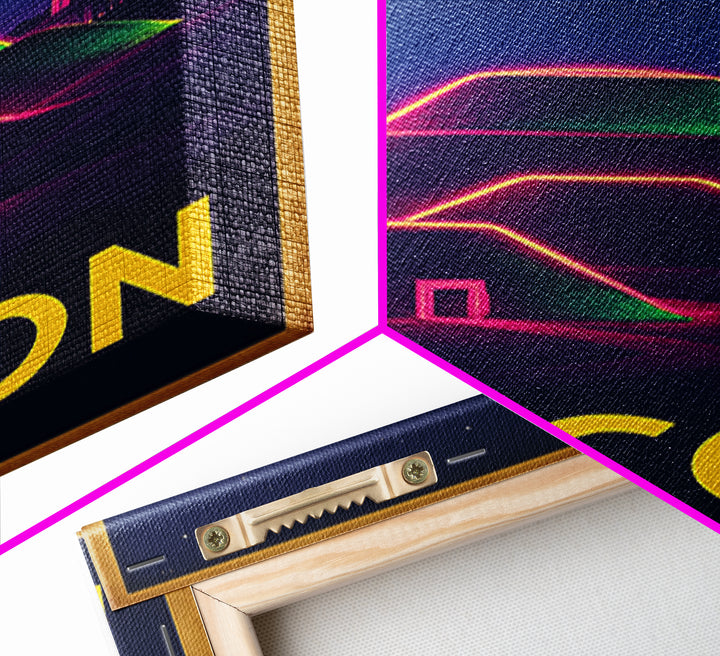 Macon Georgia Travel Poster, Canvas Print, Retro Neon Travel Art, Macon Art Print, Eclectic Wall Decor, Wanderlust Decor, Home Office Decor