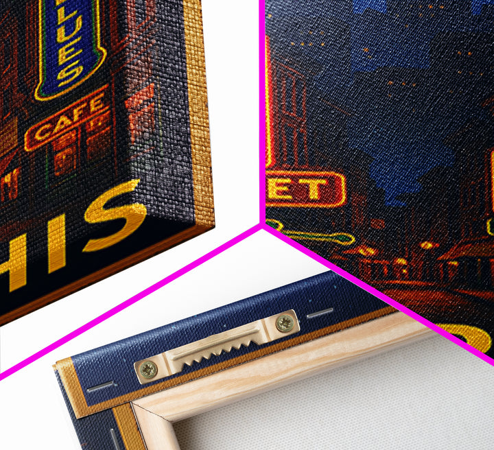 Memphis Tennessee Travel Poster, Canvas Print, Neon Urban Skyline Wall Art, Memphis Travel Art, Wall Decor, Wanderlust Decor