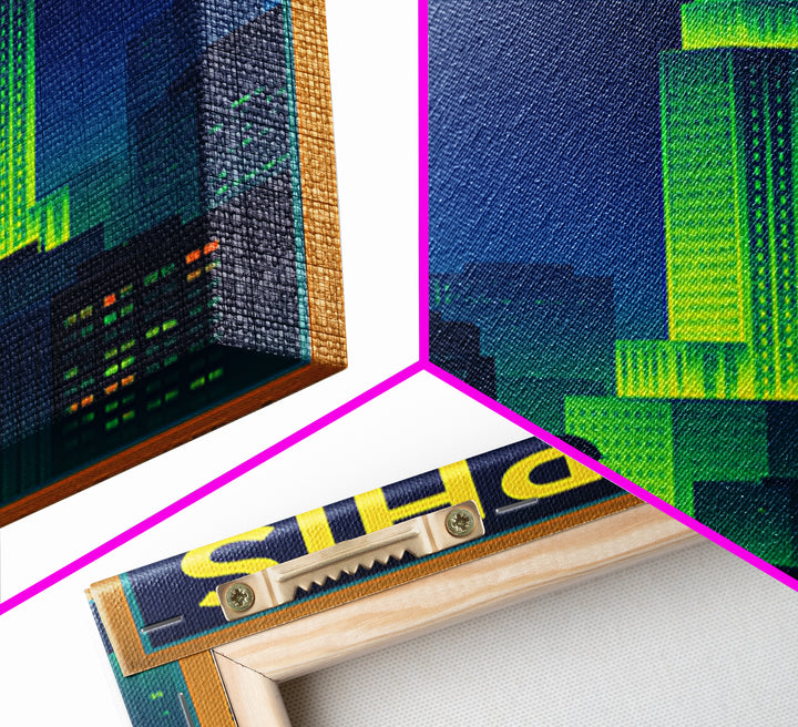 Memphis Travel Poster, Canvas Print, Neon Skyline Wall Art, Memphis Art Print, Retro Travel Print, Vintage Travel Print, Travel Wall Art