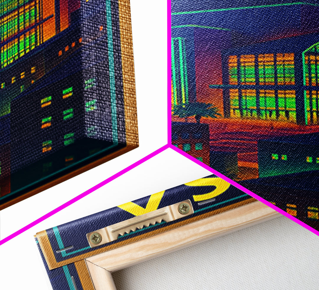Mesa Travel Poster, Canvas Print, Cyberpunk Style City Art, Mesa Wall Art, Fine Art Print, City Travel Prints, Living Room Wall Art