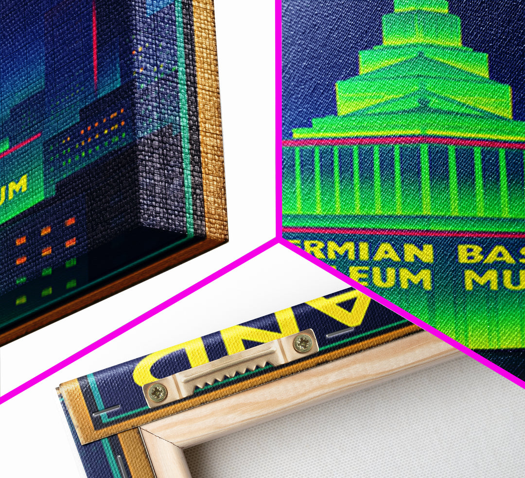 Midland Travel Poster, Framed Canvas Print, Retro Neon Travel Art, Midland Art Print, Eclectic Wall Decor, City Art Print, Fine Art Print