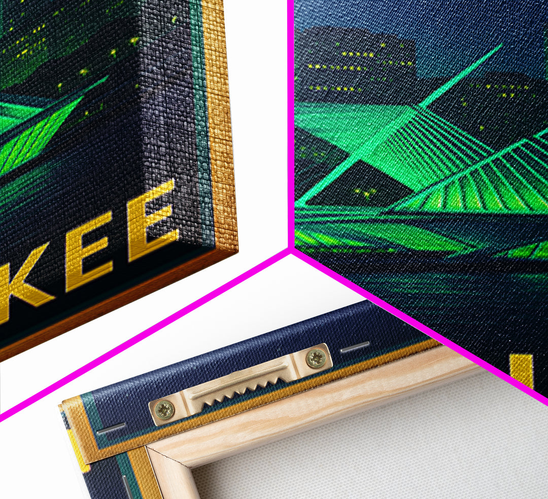 Milwaukee Wisconsin Travel Poster, Canvas Print, Cyberpunk Style City Art, Milwaukee Poster Print, Vintage Travel Print, Travel Art Print