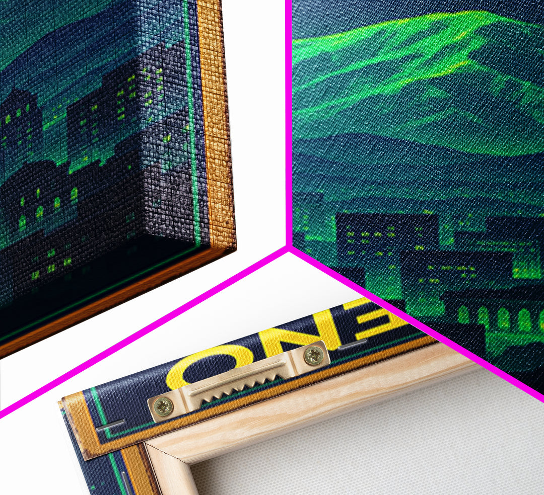 Moreno Valley Travel Poster, Canvas Print, Neon Downtown Skyline Wall Art, Moreno Valley City Art, Vintage Travel Print, Fine Art Print