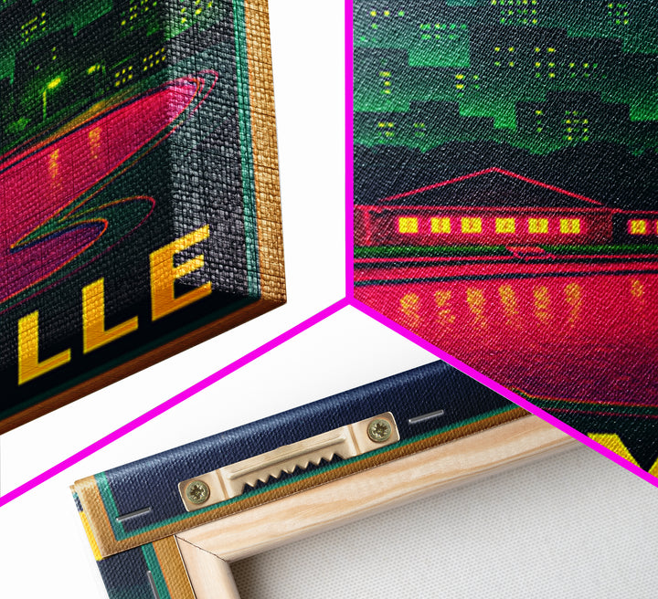 Naperville Travel Poster, Canvas Print, Cyberpunk Style City Art, Naperville Art Print, Living Room Wall Art, Gift For Travelers