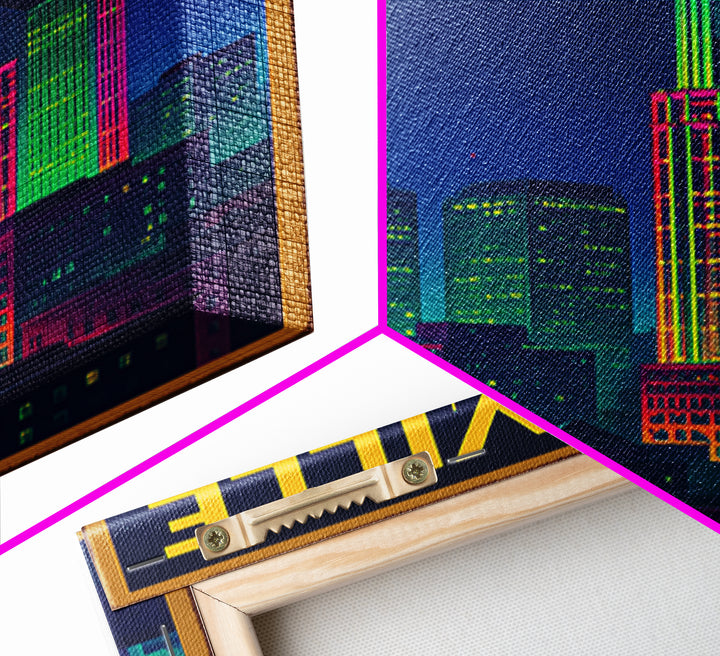 Nashville Travel Poster, Canvas Print, Retro Neon Travel Art, Nashville Poster Print, Living Room Wall Art, Eclectic Wall Decor