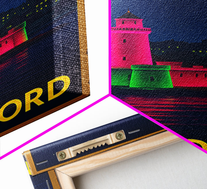 New Bedford Massachusetts Travel Poster, Canvas Print, Neon Downtown Skyline Wall Art, New Bedford Art Print, Wanderlust Decor, Wall Decor