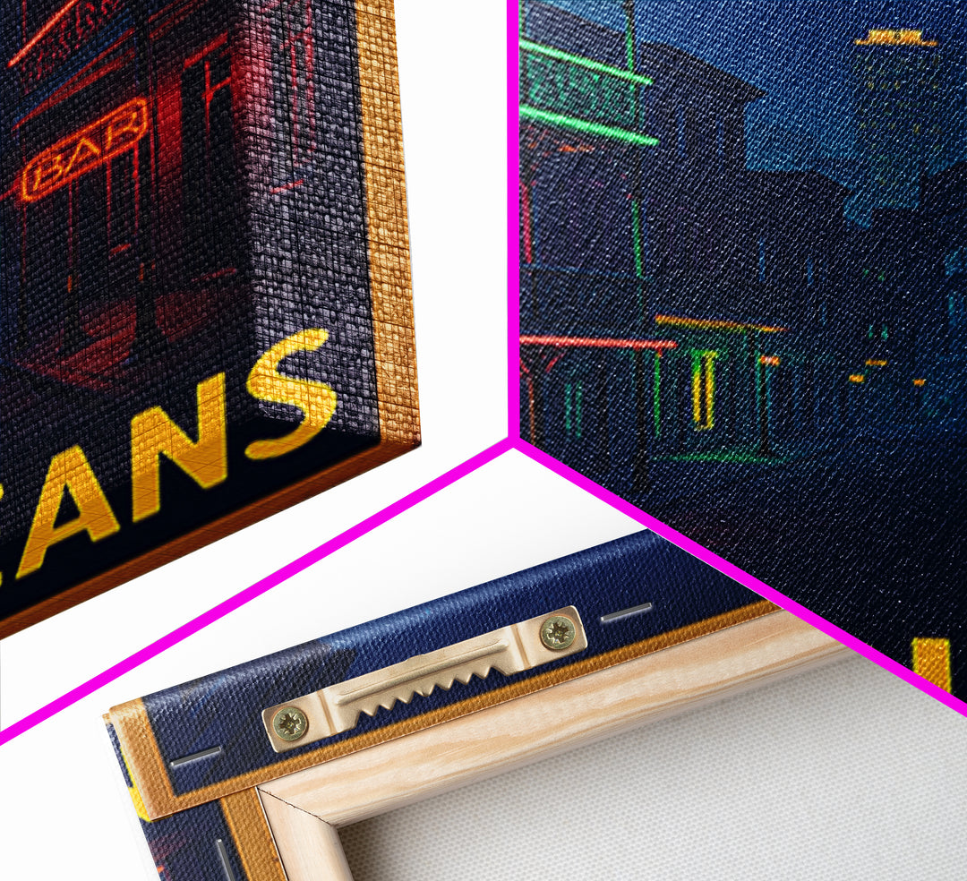 New Orleans Louisiana Travel Poster, Canvas Print, Retro Neon Travel Art, New Orleans Wall Art, Wall Art, Wanderlust Decor, Art Print