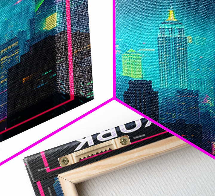 New York Travel Poster, Canvas Print, Retro Neon Travel Art, New York Poster Print, Living Room Wall Art, Travel Poster Set, Home Decor