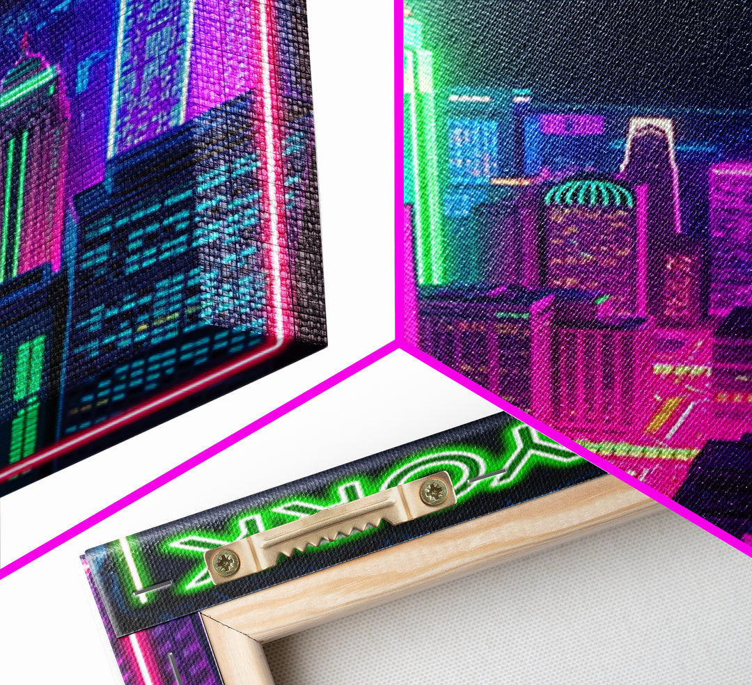 New York Travel Poster, Canvas Print, Cyberpunk Style City Art, New York Poster Print, Eclectic Wall Decor, Travel Wall Decor