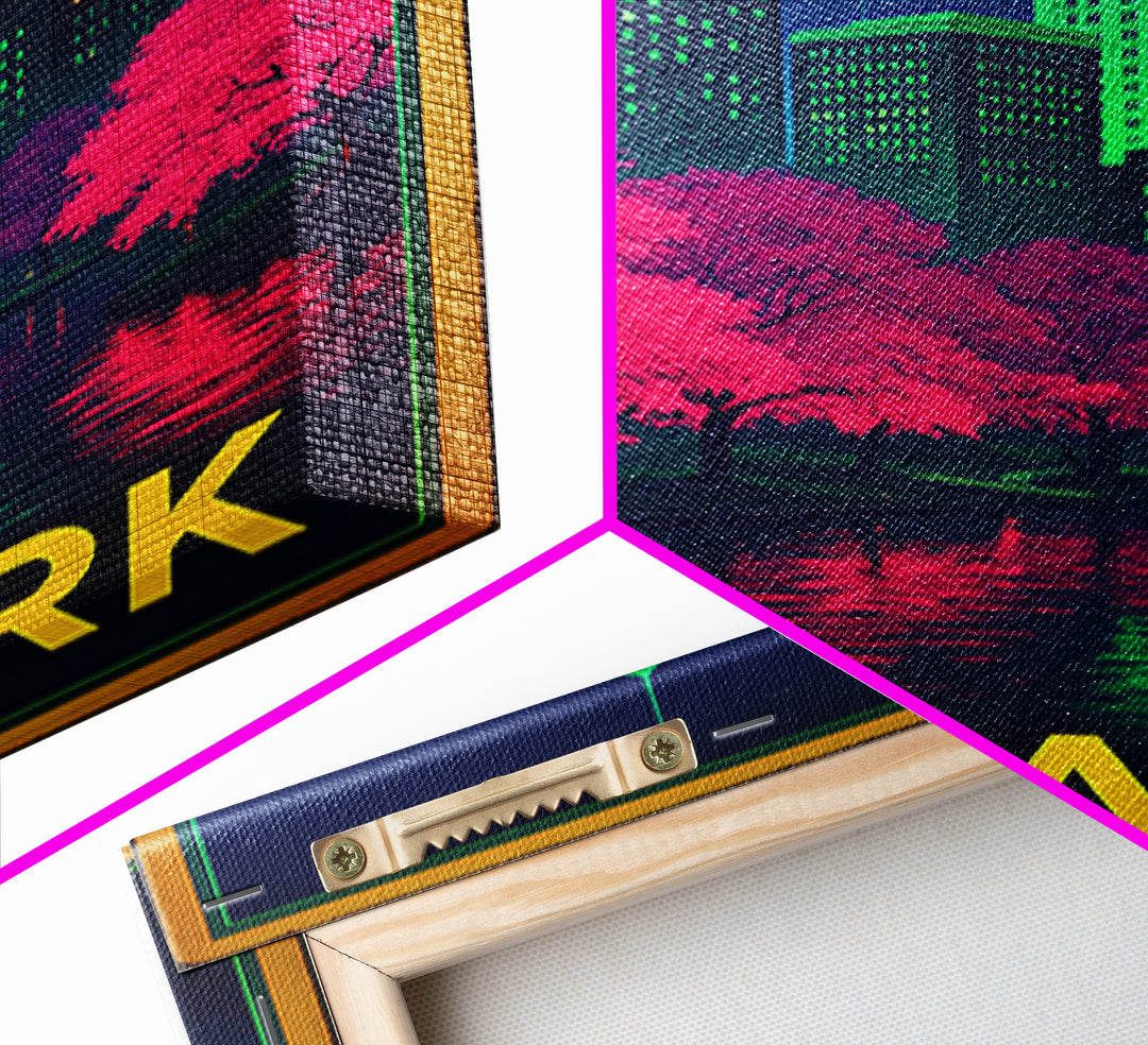 Newark New Jersey Travel Poster, Canvas Print, Electric Night Poster Art, Newark Wall Art, Travel Wall Decor, Travel Poster Set, Wall Art